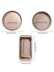 3入組聖誕節蛋糕模具套裝,碳鋼材料烤盤,適用於烘焙麵包、披薩和蛋糕製作,適用於家庭聚會派對中的自製廚房工具 - 金色 - 查看 2