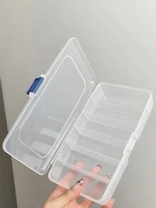 1pc Portable Storage Box With Six/ Five Compartments For Makeup Tools, Hair Accessories, Lip Brushes, With Buckle ,Jewellery Box,Pouch,Makeup Brush Holder,Brush Holder,Perfume Organiser,Pouch Bag