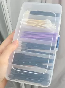 1pc Portable Storage Box With Six/ Five Compartments For Makeup Tools, Hair Accessories, Lip Brushes, With Buckle ,Jewellery Box,Pouch,Makeup Brush Holder,Brush Holder,Perfume Organiser,Pouch Bag