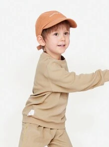 Annil Bộ đồ hoodie cho bé trai mùa xuân và mùa thu, quần dài tay thường ngày, thể thao phong cách tổ ong - Màu Khaki - Xem 3