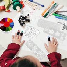 10pcs Sponge Finger Daubers Foam Finger Painting Craft Set Finger Paint Drawing Sponge Foam Finger Chalk Ink - Black - View 3