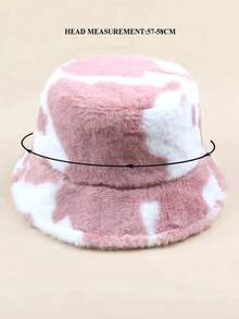 1pc Women's Plush Cow Pattern Bucket Hat - Multicolor - View 3