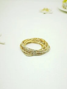 Pulsera Elástica De Diamantes De Imitación Multicolor De 10 Piezas Para Mujer - Multicolor - Ver 12