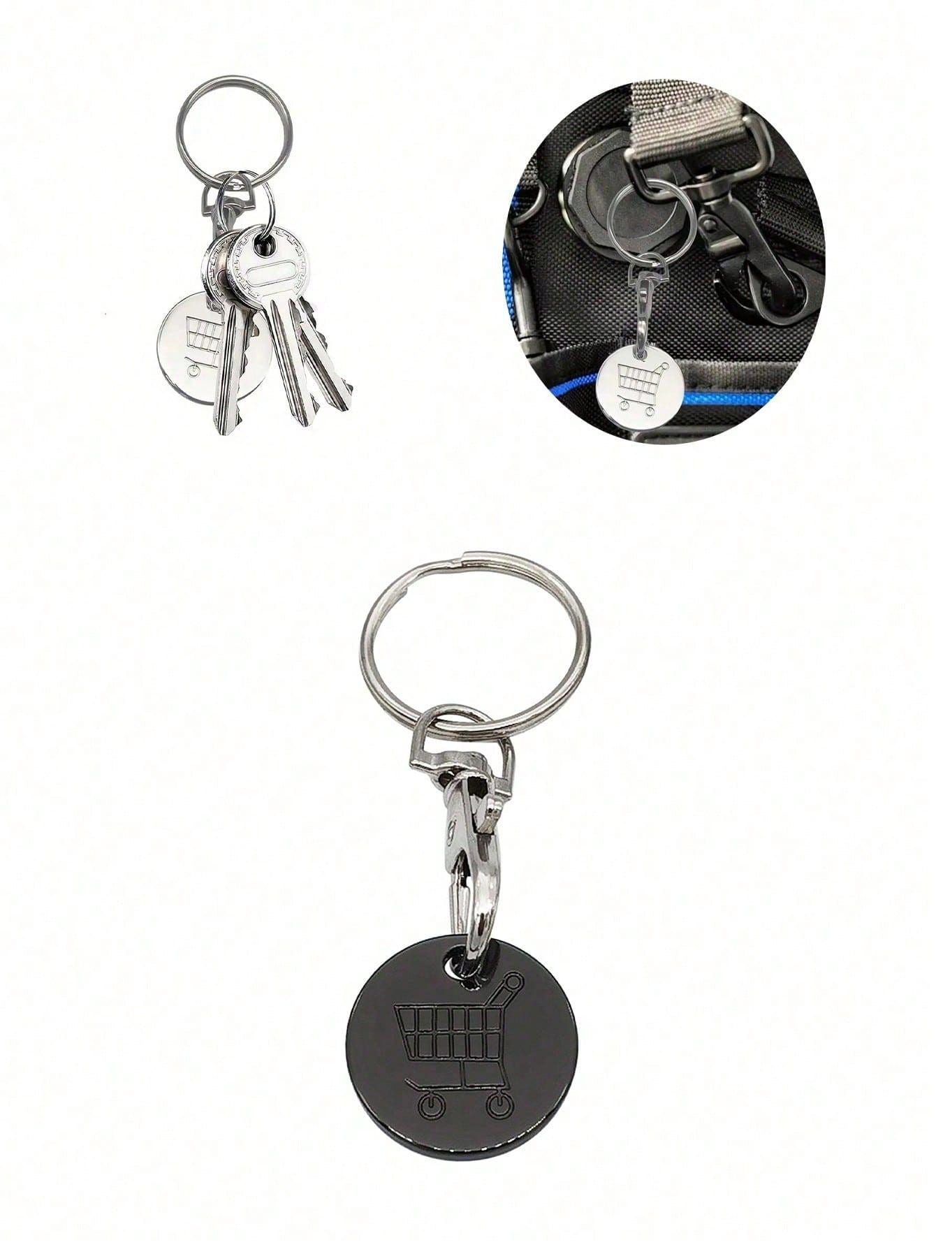 1pc Shopping Cart Coin Keychain European And American Supermarket Hand