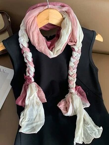 1 件褶皺漸變色頭巾頭帶,柔軟透氣的扭結頭巾,時尚紮染頭巾帽,適合旅行、度假、照片拍攝和造型頸部保暖