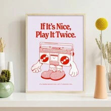 1pc Retro Music Wall Art Poster, If It Looks Good, Put The Painting Twice, Fun Pop Print, Ideal Gift For Living Room, Kitchen, Wall Art, Unframed Canvas Print - Multicolor - View 11