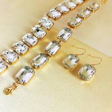 4pcs/set Simpe Rhinestone Jewelry Set For Women's Party - White - View 5