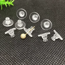 Accesorios de joyería multiusos DIY, tapones de silicona antideslizantes para orejas, pendientes de plástico transparente