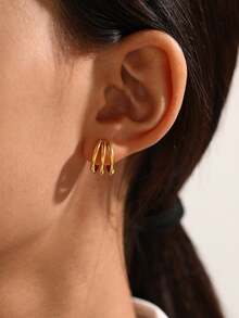 2 件裝法式三層鏤空 C 形耳環適合女士日常佩戴、約會和派對 - 耳環 - 查看 2