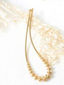 1pc European And American Exaggerated Spring Design Geometric Shape Necklace, Golden Stainless Steel Link Collar - P1778 - View 5