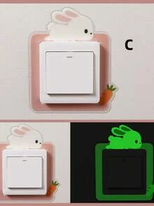 1pc Home Daily Use Wall Switch Sticker Protective Cover With Cartoon Pattern And Glow In The Dark Design - Multicolor - View 6