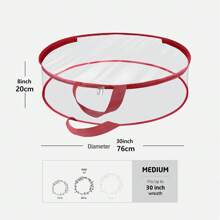 透明花環收納袋聖誕花環,花環收納袋,30英寸透明聖誕花環收納盒,帶拉鍊窗戶,雙拉鍊和手柄,適用於聖誕用途 - 紅色 - 查看 2