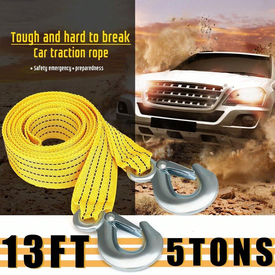 Cuerda Remolque Olécranon Doble Capa Espesado Correa 4m/5t - Amarillo - Ver 1