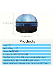 1pc Led Star & Water Pattern Atmosphere Lamp With Aurora Remote Projection And Usb Plug For Room Decoration - Multicolor - View 8