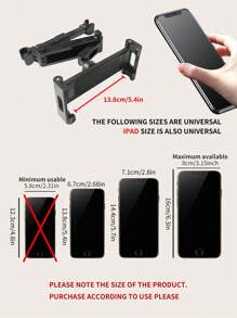 1pc Upgraded Car Headrest Mount Tablet & Phone Holder, 360 Degree Rotation, Extendable & Retractable Stand, Black - Black - View 9