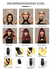 26英寸女士长直白色合成假发，带刘海，适合派对、角色扮演，耐热 - 白色 - 查看 12