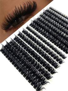 HBZGTLAD 14 件假睫毛，含 60 件 + 80 件混合长度合成貂皮睫毛，自然 3D 俄罗斯浓密睫毛延长，化妆工具，黑色纸盒睫毛簇，睫毛簇，单根睫毛，睫毛，假睫毛