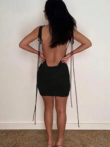 Short Backless Party Dresses For Women - Black - View 4
