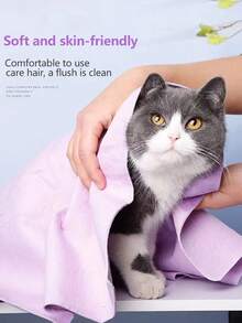 1pc Purple Pva Absorbent Towel In Bucket For Pets, Suitable For Drying Hair, Cleaning And Bathing Of Dogs - Purple - View 3