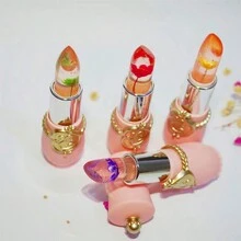 1支果凍半透明花朵圖案變溫口紅,不沾杯配方,內含乾燥花 - 紅色 - 查看 5