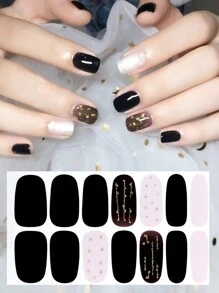 美甲貼紙,14入組全貼式自粘美甲貼紙附美甲檔,適用於女性和女孩,做diy美甲藝術裝飾