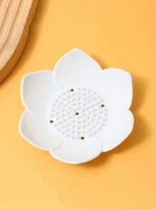 1入組創意花朵造型矽膠肥皂架,適用於家庭廚房、洗手台、浴室