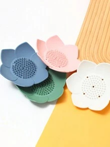 1入組創意花朵造型矽膠肥皂架,適用於家庭廚房、洗手台、浴室