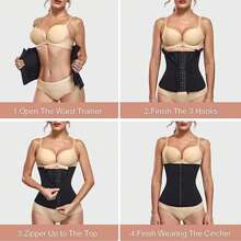 1件装女士运动束腰带，女士束腰带，女士塑身腰带，腹部及腰部塑形紧身胸衣，束腰带，腹部及腰部塑形带，腹部支撑带，腹部束带，运动桑拿腰带，健身腰带，腹部训练工具，运动服，塑形内衣，腹部及腰部训练带，压缩束腰带，女士腹部控制带，瑜伽跑步束腰带，送朋友的礼物，适合运动健身和日常使用 - 黑色 - 查看 3