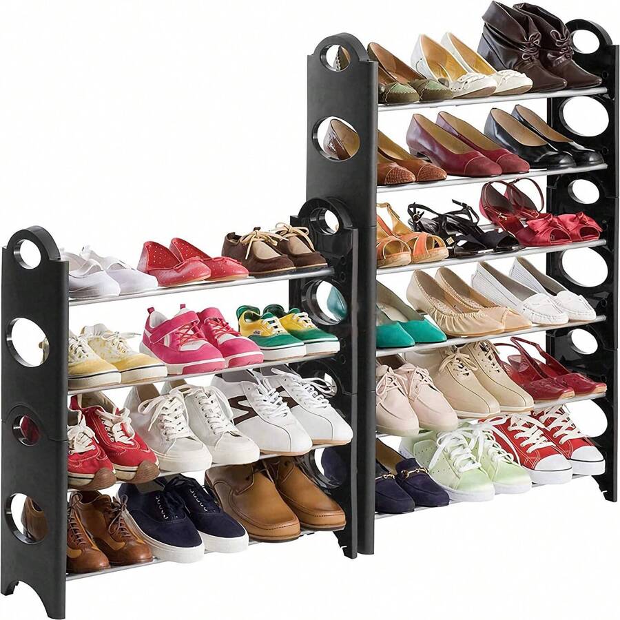 Rack Zapatera Organizador de 10 Niveles y 30 Pares Zapatos Facil y Practico Instalacion Sencilla - Negro - Ver 1