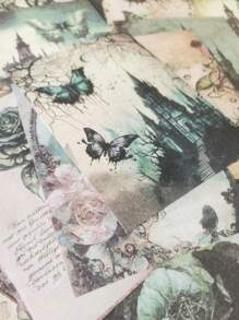 1包(20張/包)復古哥德風格的玫瑰、蝴蝶、城堡裝飾剪貼紙 - 彩色 - 查看 3