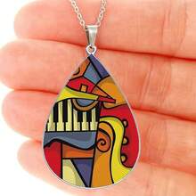 1入時尚兒童創意水滴造型鍍鋅合金吊墜項鍊,適合作為生日或紀念日禮物