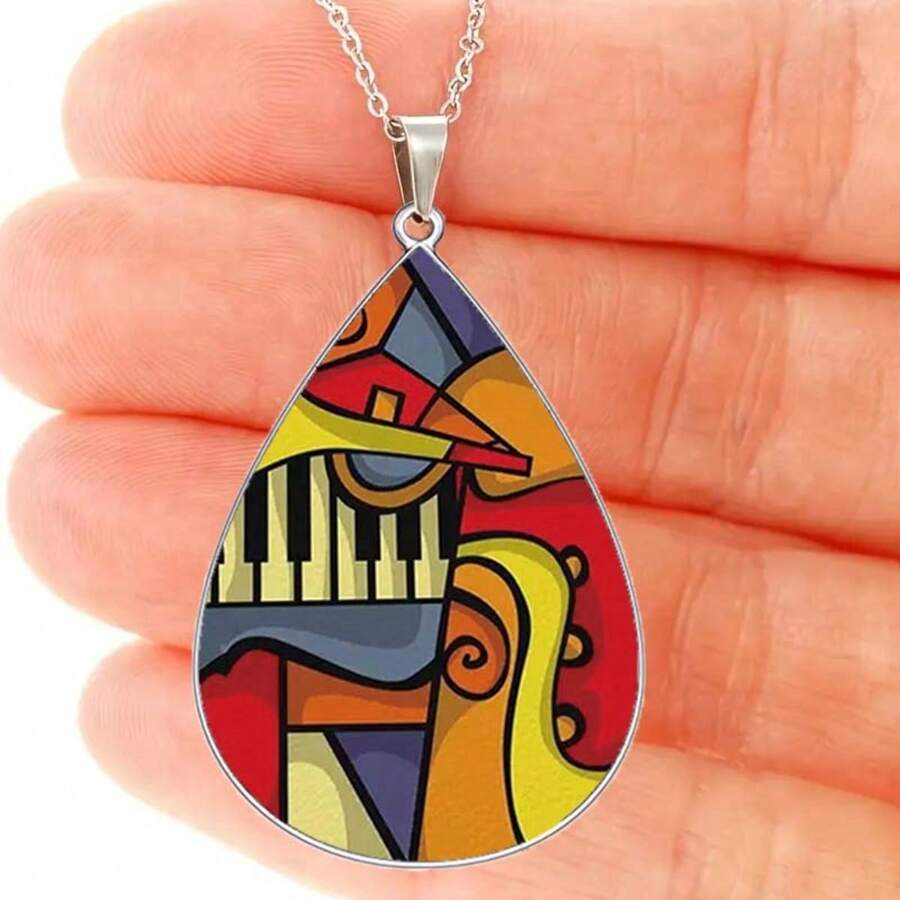 1入時尚兒童創意水滴造型鍍鋅合金吊墜項鍊,適合作為生日或紀念日禮物