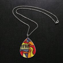 1入時尚兒童創意水滴造型鍍鋅合金吊墜項鍊,適合作為生日或紀念日禮物