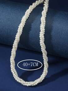 HOTNICE 1 Multi-Layer Faux Pearl Wrapped Spiral Twist Clavicle Chain Suitable For Daily Wear By Women