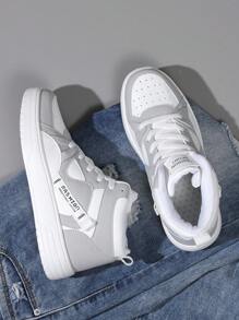 Trắng Và Xám Của phụ nữ Cao-top Thể thao Giày thể thao , Thoải mái Và Thoáng khí Lace-up Giày dép - Màu Xám nhạt - Xem 5