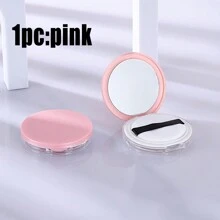 Loose Powder Compact Container Empty Portable Plastic DIY Makeup Powder Case With Powder Puff, Mirror And Sifter - Pink - View 4
