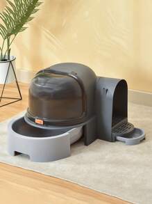 Una Caja De Arena Para Gatos Completamente Cerrada, Resistente A La Arena, Adecuada Para Gatos - Negro - Ver 3