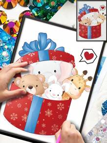 1入組聖誕快樂雪人禮物圖案diy鑽石畫,無框全鑽牆藝裝飾,適合初學者或成人,是贈禮的絕佳選擇