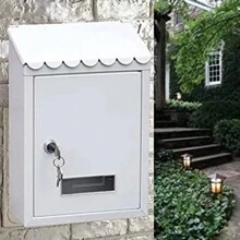 Buzón Metálico Con Llave Cartas Correo Exterior Casa - Blanco - Ver 1