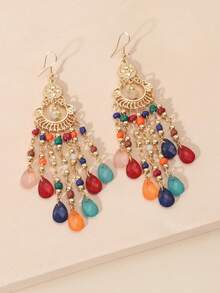 1 đôi Retro Chạm khắc Phong cách Tua Hoa tai - Nhiều màu - Xem 3