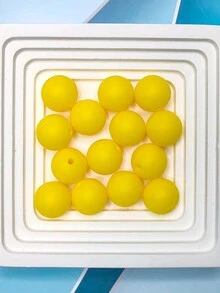 60入組15mm黃色圓形矽膠珠頸鍊、手鍊、diy工藝製作套件-散裝矽膠彩色珠子-珠寶製作矽膠珠