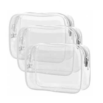1 pieza (S/M/L) Bolsa de maquillaje blanca portátil y transparente con cremalleras, perfecta como organizador de maquillaje para festivales de música, bolsa de almacenamiento de maquillaje, estuche de maquillaje pequeño, neceser de viaje, accesorios de maquillaje, bolsa para brochas, bolsa de cosméticos, artículos de viaje, accesorios para damas, artículos escolares, bolsa de maquillaje, artículos esenciales para vacaciones de invierno 2024, suministros escolares