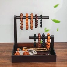 Vòng tay bằng gỗ Hộp đựng đồ cho người chơi, treo vòng tay đính cườm và đựng đồ trang sức bằng gỗ óc chó Đồ trang trí - Gỗ đỏ - Xem 2