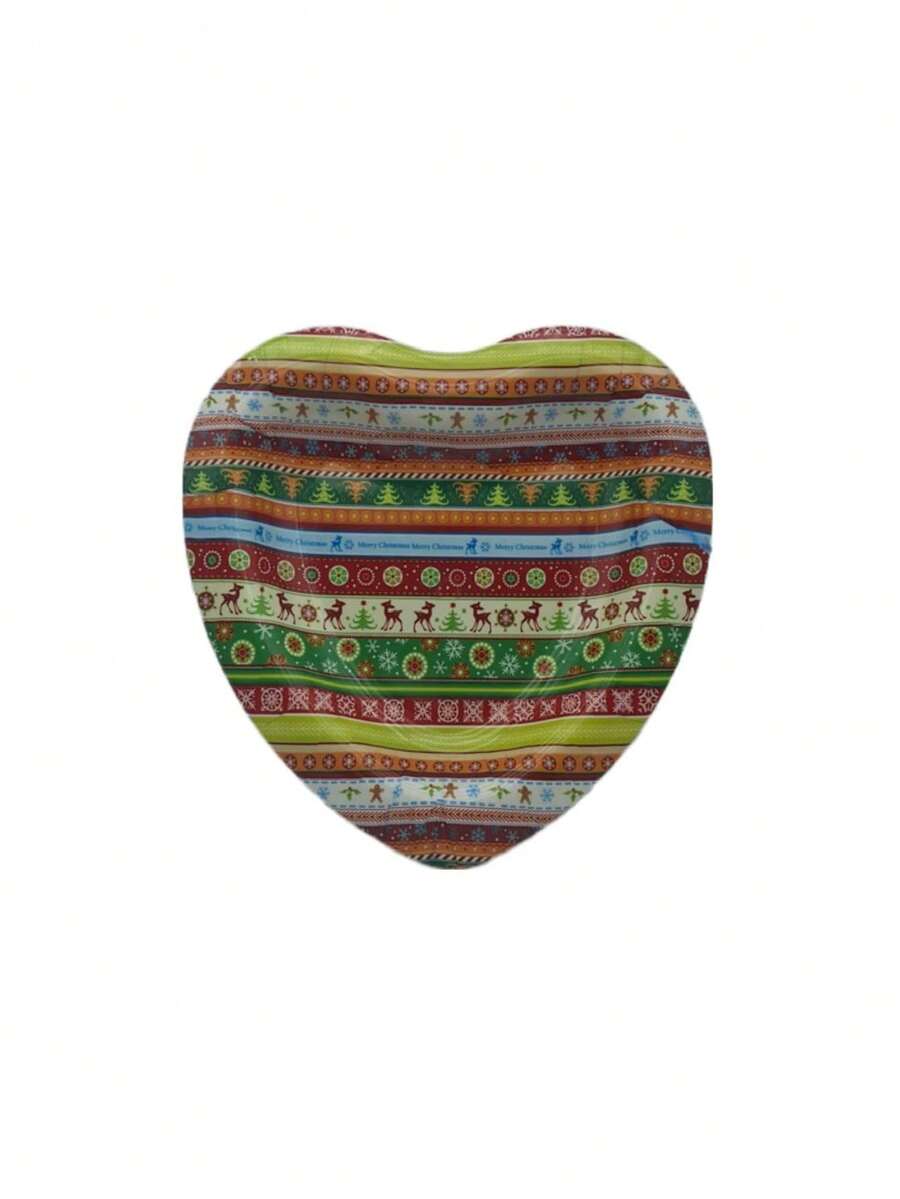 Bandeja/charola de plástico mediana forma de corazón navideña. - Multicolor - Ver 1