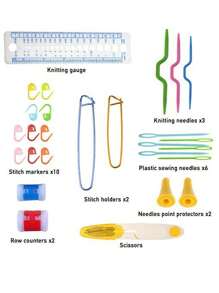Bộ 50 móc kim loại màu ngẫu nhiên, bộ dụng cụ kết hợp cho người mới bắt đầu có móc nhôm, găng tay, phụ kiện thủ công DIY nhiều món - Nhiều màu - Xem 2