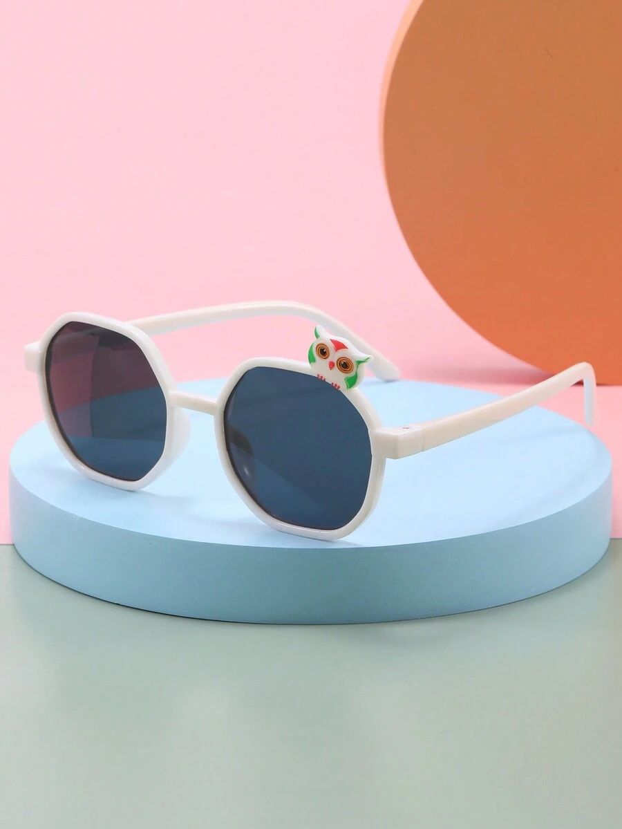 1 件时尚女士迷你猫头鹰卡通时尚眼镜，白色镜框，适合户外、街头摄影、节日和派对