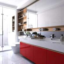 紅色廚房浴室客廳牆壁自黏壁紙,櫥櫃檯面防水接觸紙,乙烯基家具貼紙裝飾自粘膜 - 紅色 - 查看 3