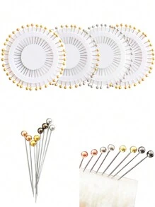 1set Hijab Pins, Long & Silver Toned, For Securing Scarves - White - View 1