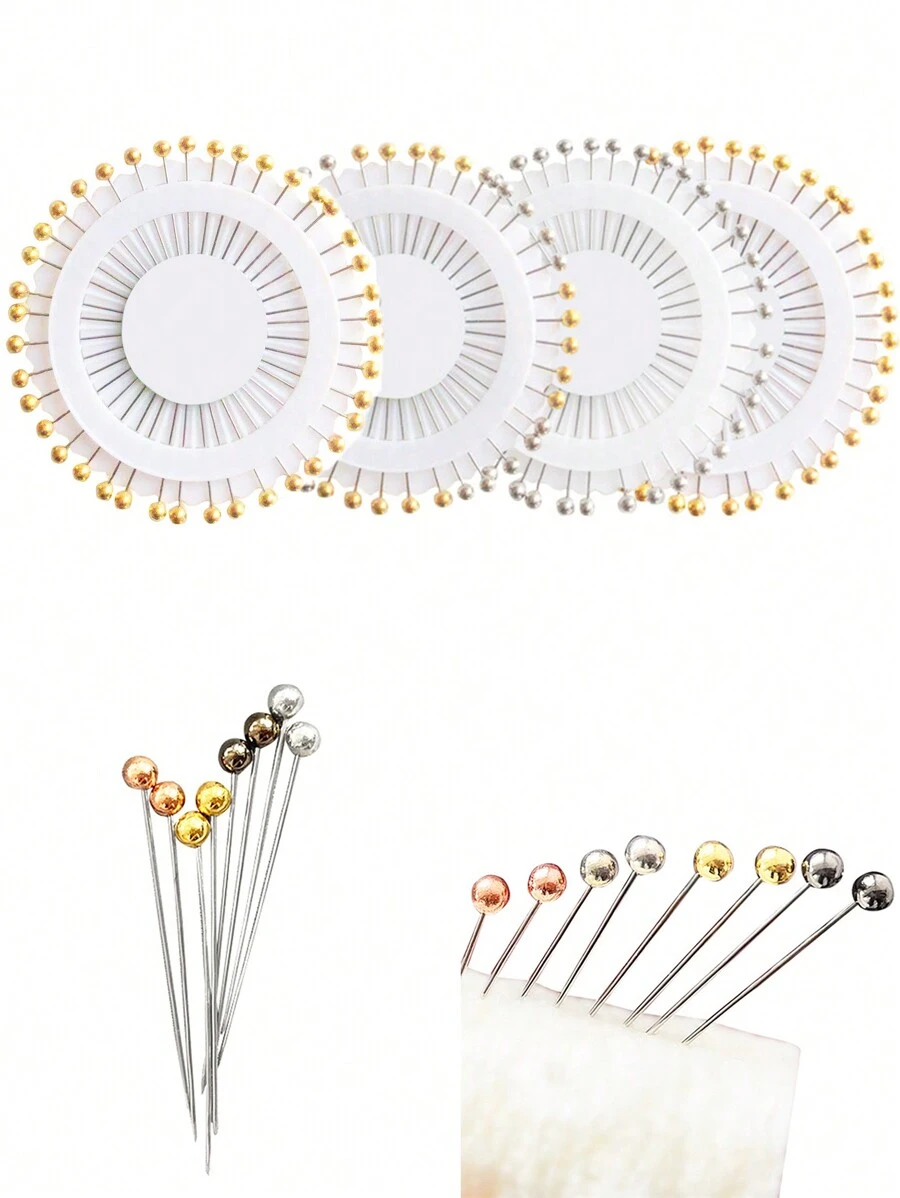 1set Hijab Pins, Long & Silver Toned, For Securing Scarves - White - View 1