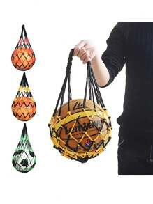 2pcs Mesh Bag, Basketball Bag, Multipurpose Hand-woven Mesh Bag, Thick Nylon Cord Football Bag, Basketball Mesh Net, Ball Storage Bag, Handbag - Blue and white storage bag - View 9